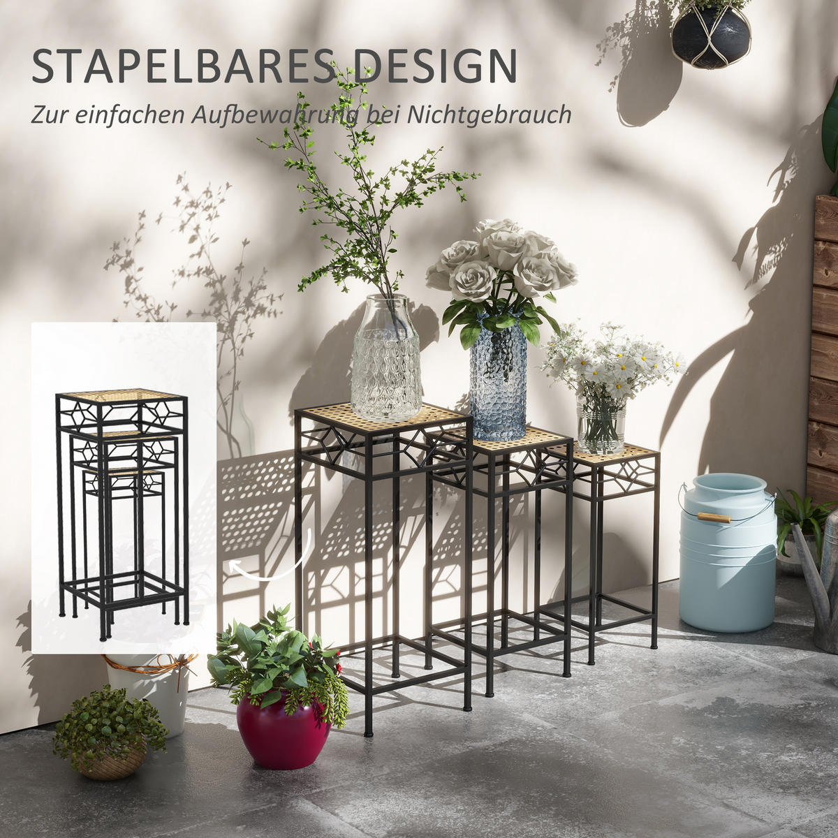 PFLANZENSTÄNDER, Metall, Gold - Goldfarben, Metall (28/28/66cm) - Outsunny