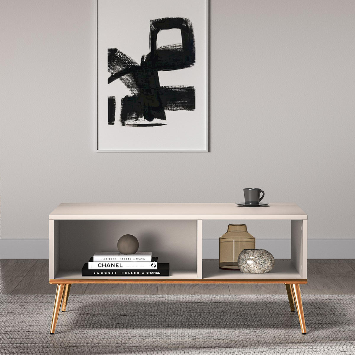 COUCHTISCH FRALIA,Creme - Creme, Holzwerkstoff (60/90/42cm) - KONSIMO®