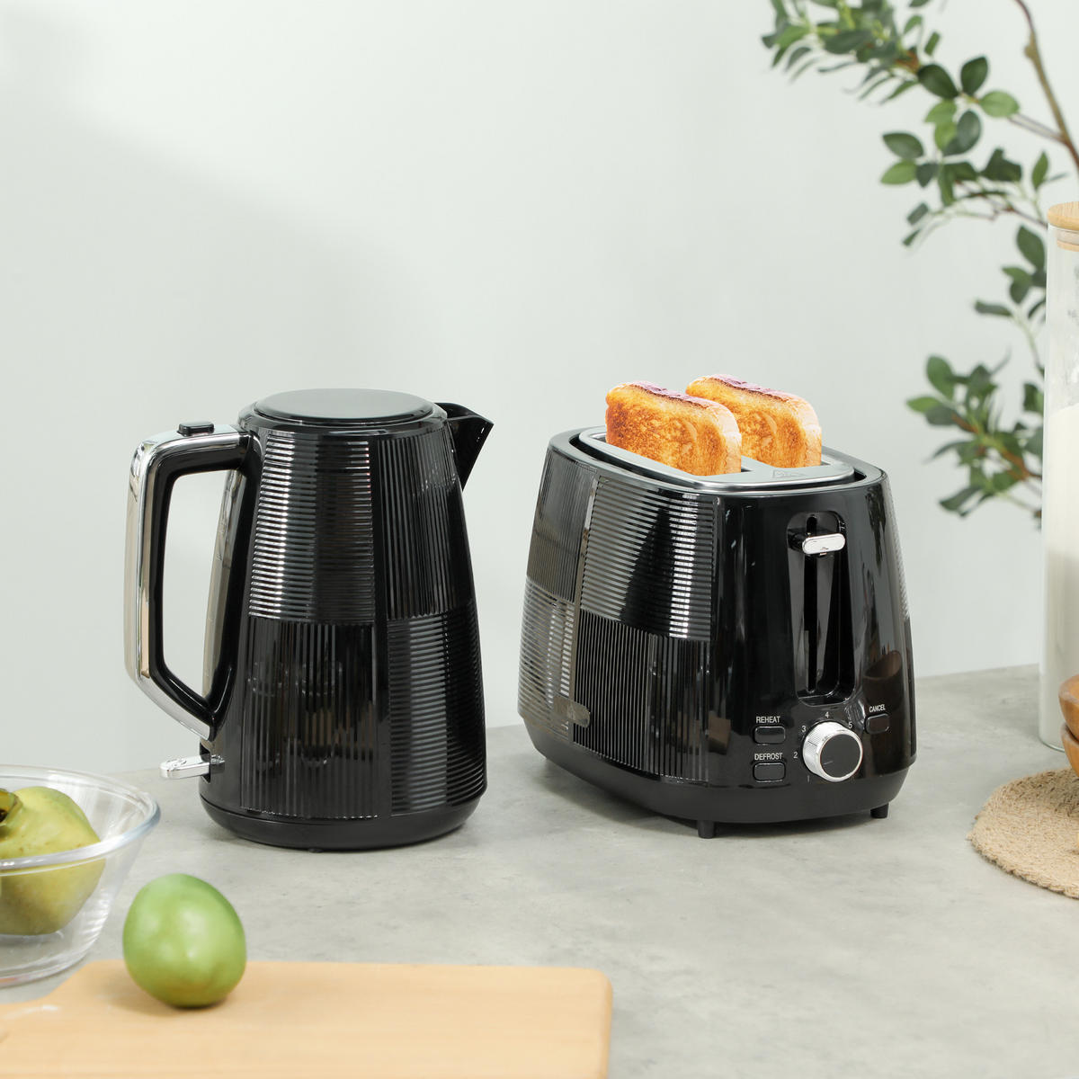 TOASTER mit Wasserkocher DE-07880 Schwarz - Schwarz, Kunststoff (15.6/23.3/20.4cm) - ComfortXL