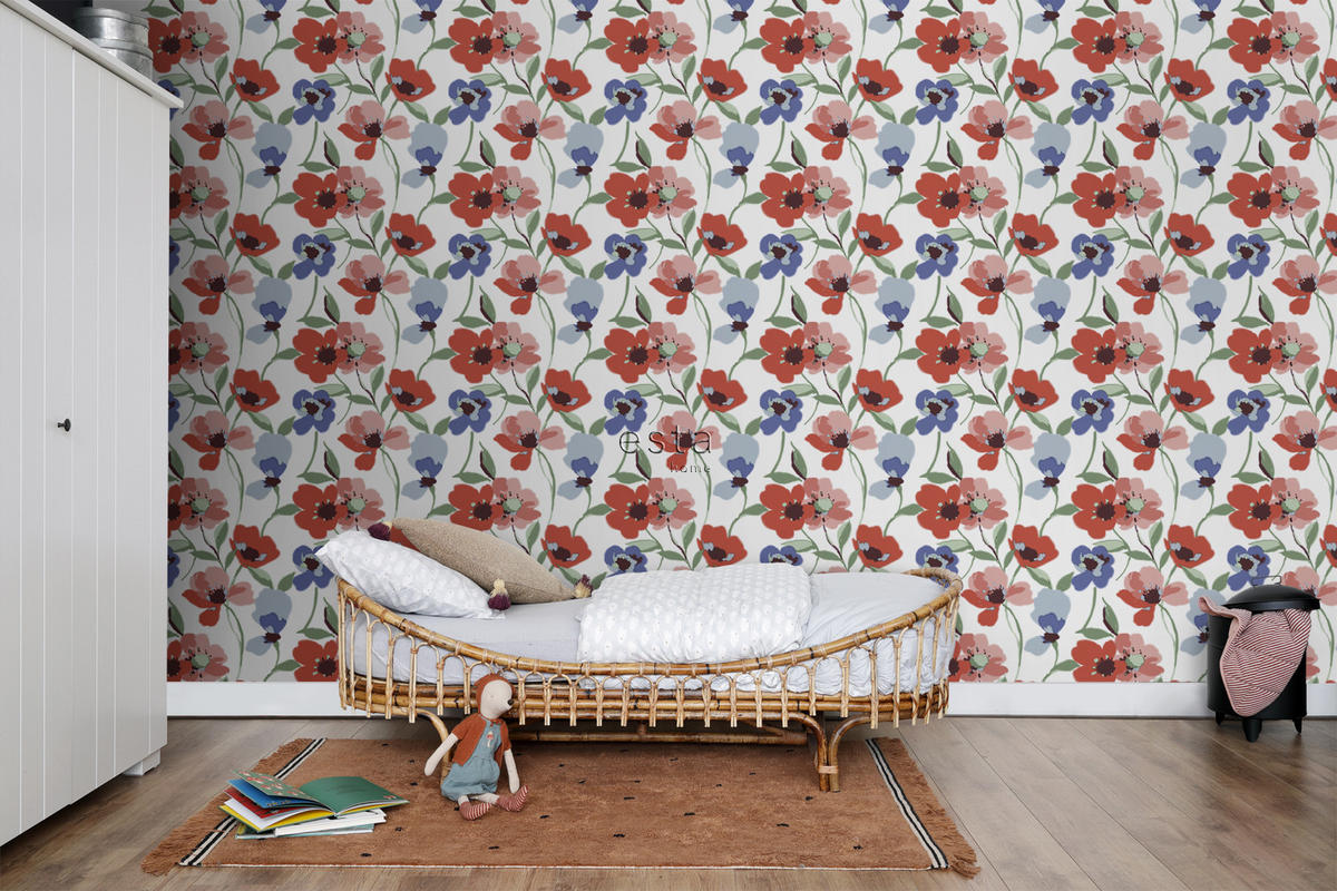 TAPETE Mohnblumen 50 x 900 cm - Rot, Papier (50/900cm) - ESTAhome