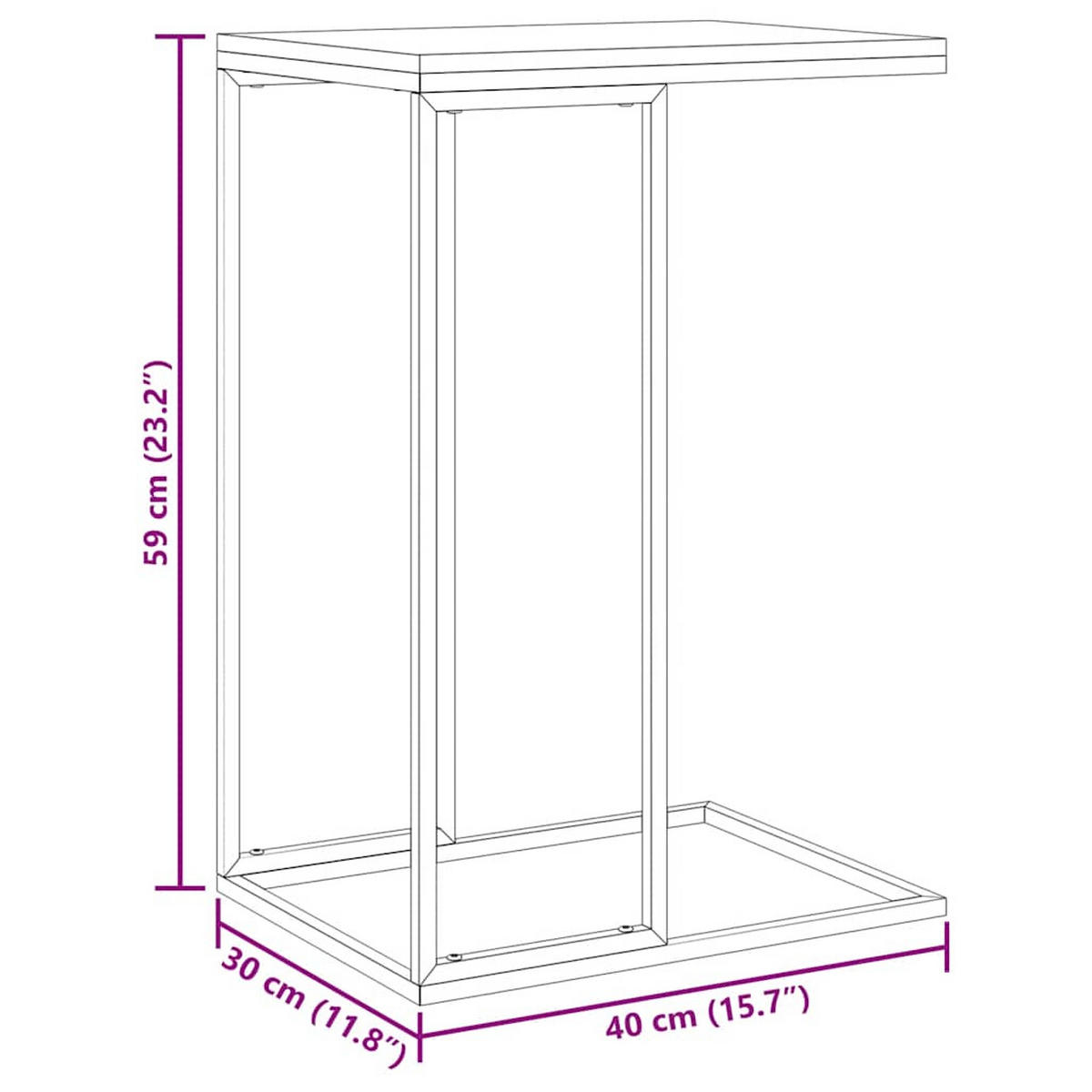 BEISTELLTISCH Industrial-Stil 40/30/59 cm aus Holzwerkstoff, Eisen Schwarz - Schwarz, Holz (30/40/59cm) - vidaXL