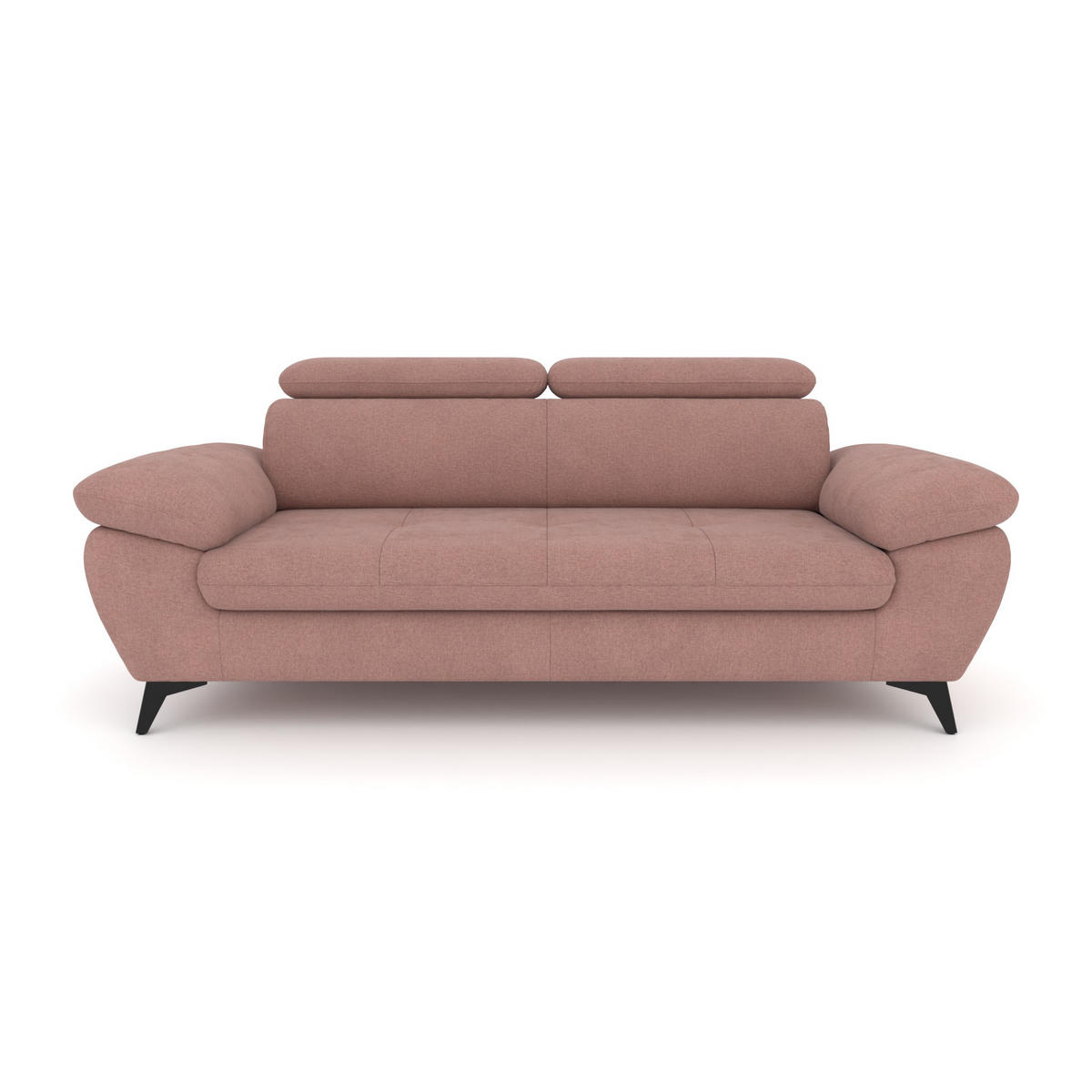 3-SITZER Karlstad Chenille Rosa verstell. Kopfstützen B 215 cm - Altrosa, Kunststoff/Textil (215/84/100cm) - foamnova