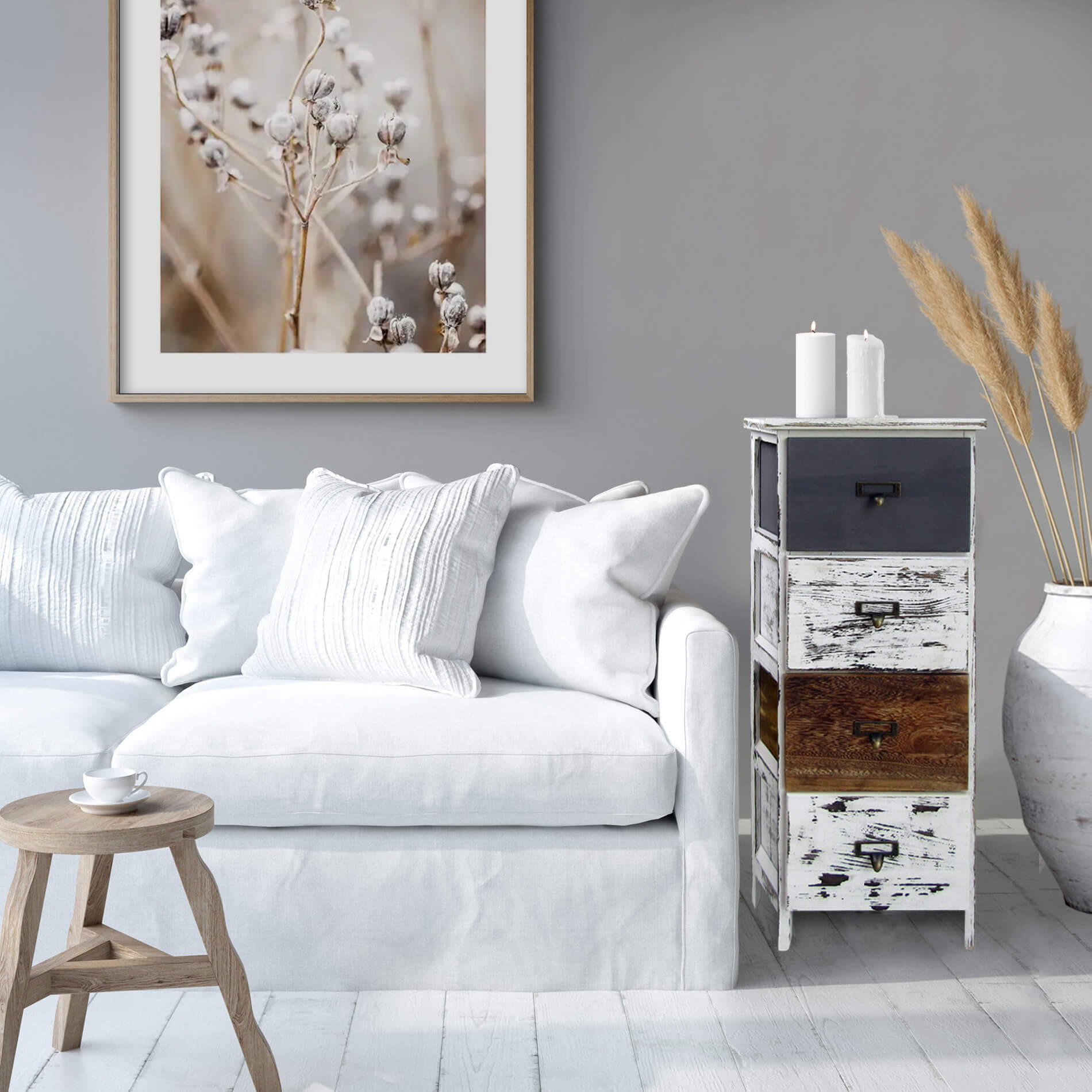 KOMMODE Mehrfarbig 28/28/74 cm - Multicolor, Holz (28/74/28cm) - Mobili Rebecca