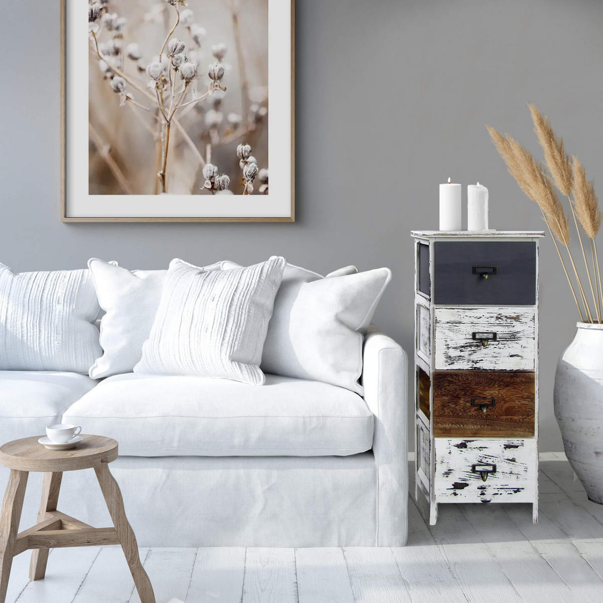KOMMODE Mehrfarbig 28/28/74 cm - Multicolor, Holz (28/74/28cm) - Mobili Rebecca