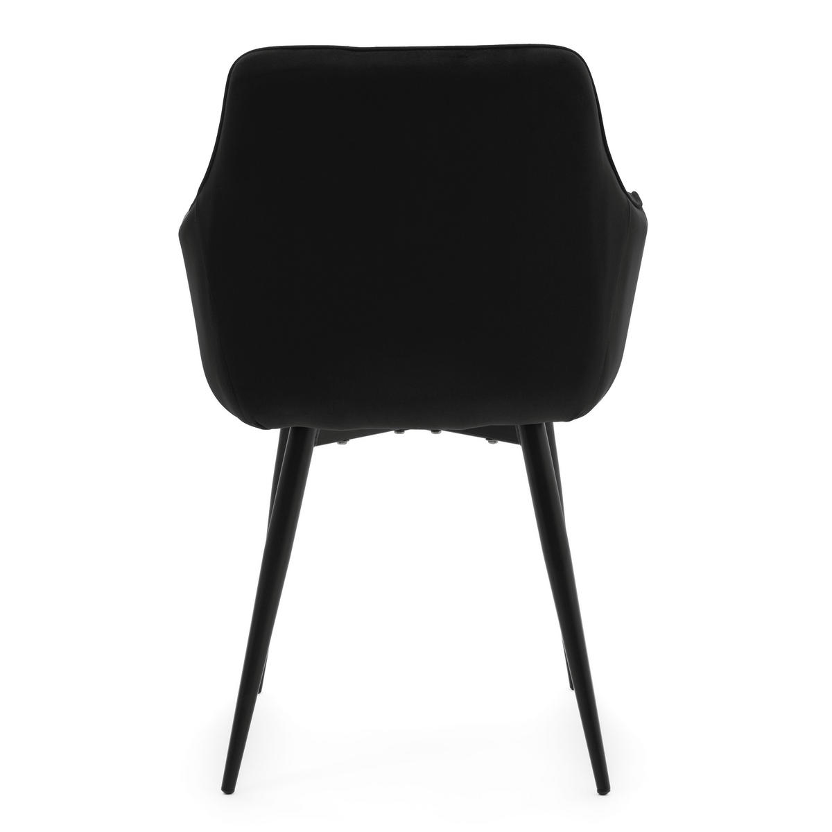 STUHL GALLO gespolstert mit Steppung - schwarz - Samt Velours - Schwarz, Textil/Metall (58/88/58cm) - NEW HOME