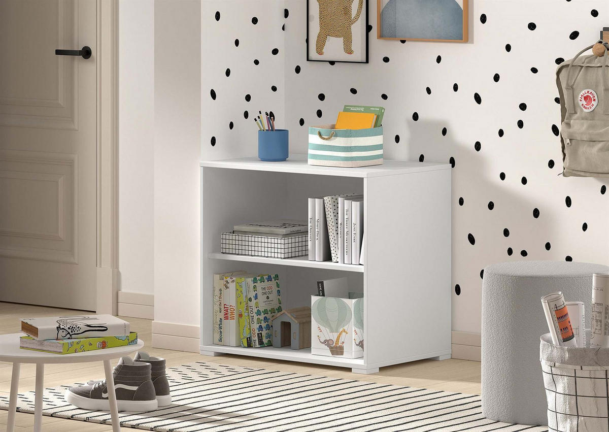 HALBHOCHBETT 90x200 Keelia Weiß mit Schreibtisch Stauraum Set - Weiß, Kunststoff - 58aufmkessel