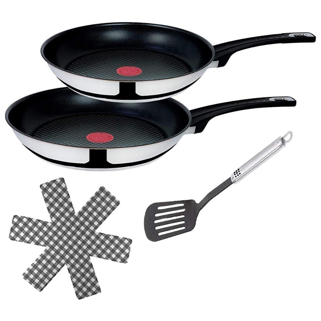 PFANNENSET Jamie Oliver 4-tlg 20 + 26 cm Edelstahl Antihaft Induktion - Silberfarben/Schwarz, Metall - Tefal