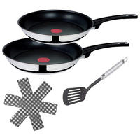PFANNENSET Jamie Oliver 4-tlg 20 + 26 cm Edelstahl Antihaft Induktion - Silberfarben/Schwarz, Metall - Tefal