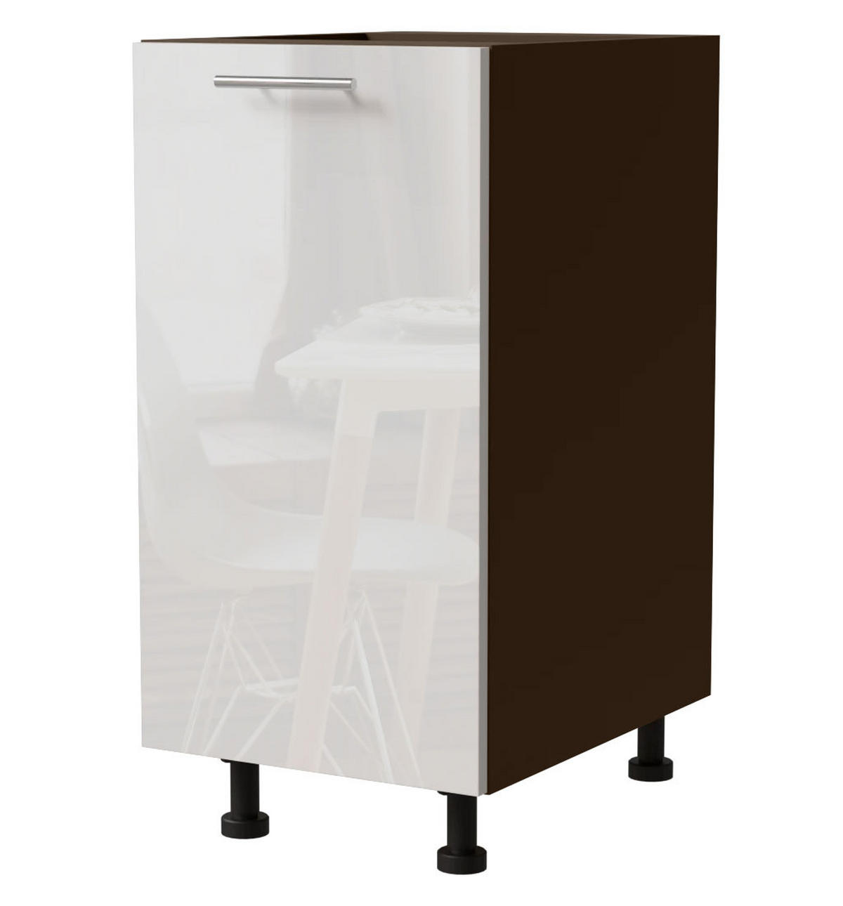 KÜCHENUNTERSCHRANK Essen D1D/40 Weiß Hochglanz / Lava Matt 40 / 50 / 82cm - Dunkelgrau/Weiß Hochglanz, Holz/Holzwerkstoff (40/82/50cm) - Feldmann-Wohnen