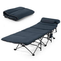 CAMPINGBETT Mit Matratze+Kissen Blau - Blau, Metall - COSTWAY