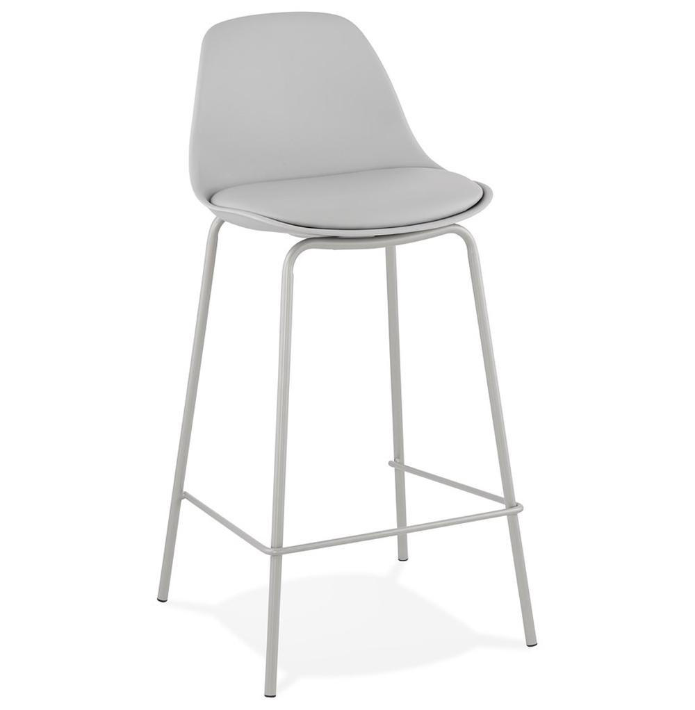 BARHOCKER Kunstleder Metallgestell Sitzhöhe 65cm Rückenlehne RENIXA MINI, Grau 42x41,5x86,5 cm - Grau, Kunststoff/Textil (42/87/42cm) - KADIMA DESIGN