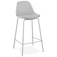 BARHOCKER Kunstleder Metallgestell Sitzhöhe 65cm Rückenlehne RENIXA MINI, Grau 42x41,5x86,5 cm - Grau, Kunststoff/Textil (42/87/42cm) - KADIMA DESIGN