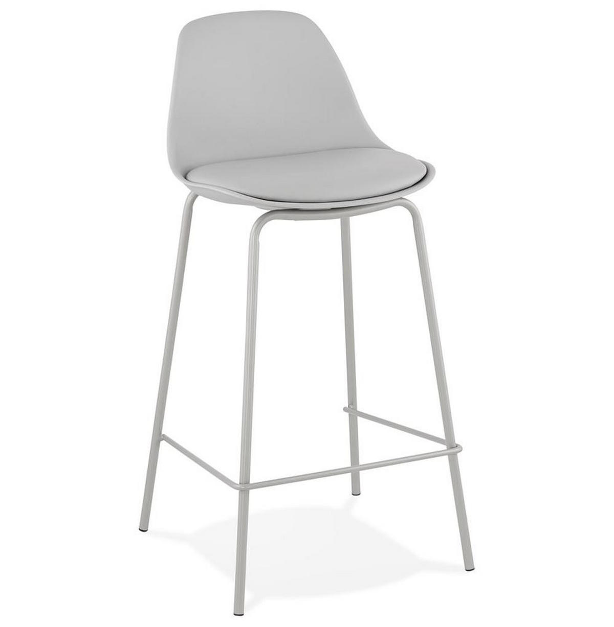 BARHOCKER Kunstleder Metallgestell Sitzhöhe 65cm Rückenlehne RENIXA MINI, Grau 42x41,5x86,5 cm - Grau, Kunststoff/Textil (42/87/42cm) - KADIMA DESIGN