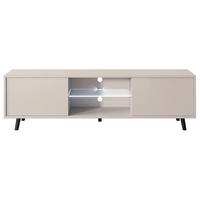 TV stolek LEFYR šedobéžový s LED a přihrádkami 140 cm - černá/šedohnědá, kompozitní dřevo (140/30/31.3cm) - Selsey