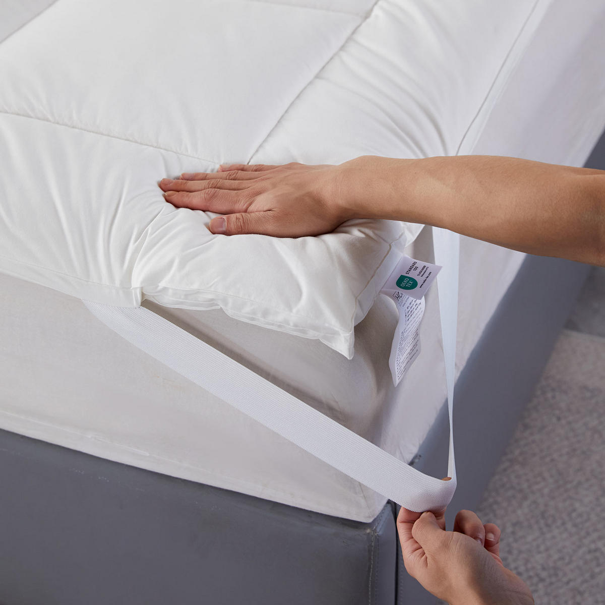 MATRATZENTOPPER 160/200 cm, Schurwolle & Funktionsfaser - Weiß, Textil (160/200cm) - Homescapes