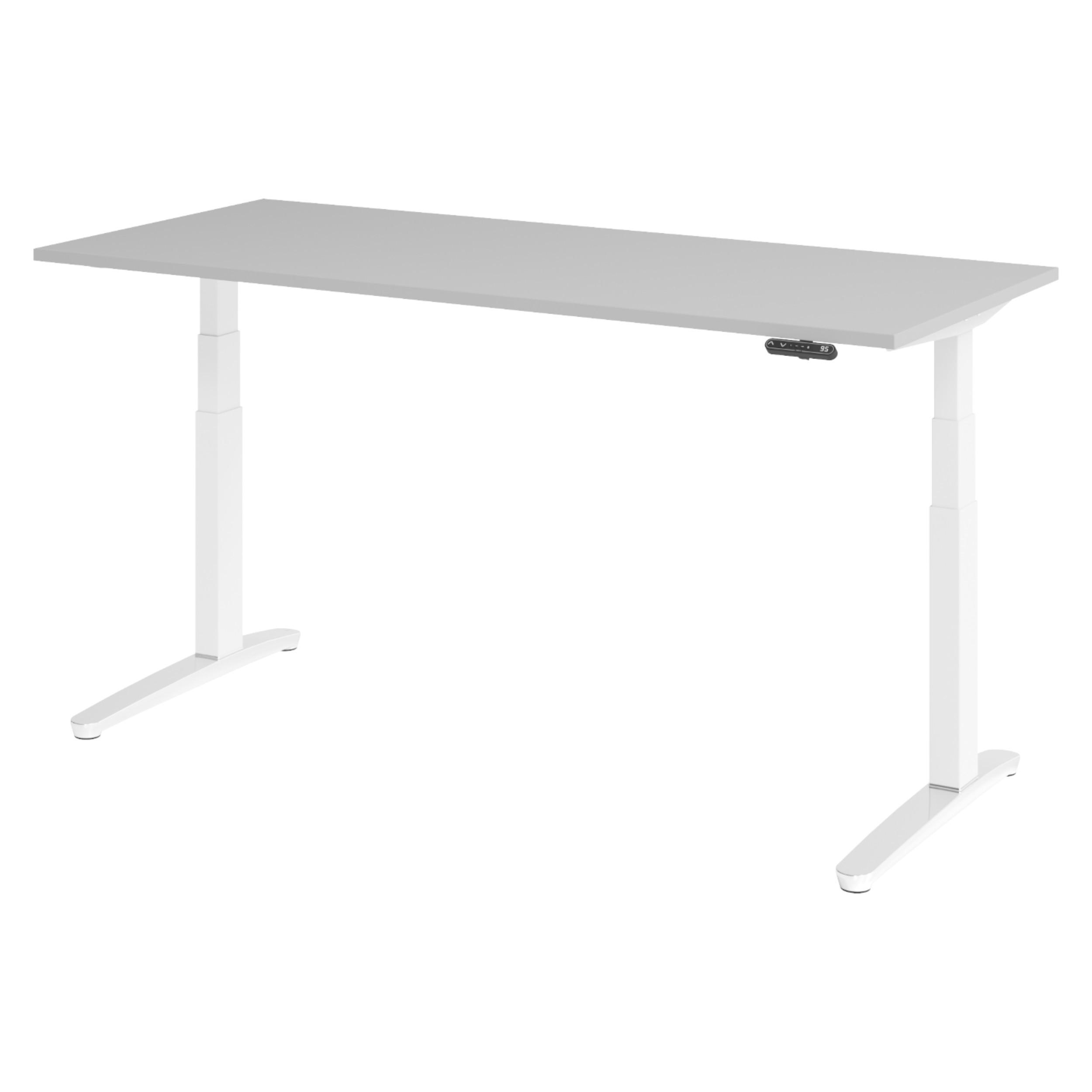 SCHREIBTISCH elektrisch XBHM 80/180/74 cm in Grau/Weiß/Alu poliert - Weiß/Grau, Holzwerkstoff (80/180/74cm) - bümö