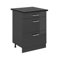 KÜCHENUNTERSCHRANK R-Line Anthrazit Hochglanz 60 cm mit Schubladen, AP Anthrazit - Schwarz Hochglanz/Anthrazit, Holzwerkstoff (60/81.6/60cm) - Vicco