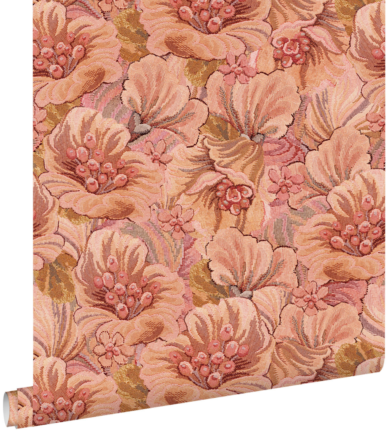 TAPETE gesticktes Blumenmuster 50 x 900 cm - Pink, Papier (50/900cm) - ESTAhome