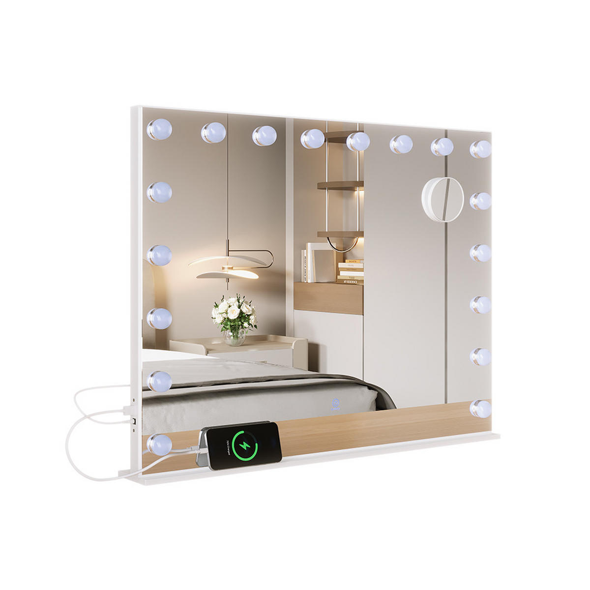 ZRCADLO NA TOALETNÍM STOLKU Greta Bílá - bílá, sklo (80/61/10cm) - Vicco