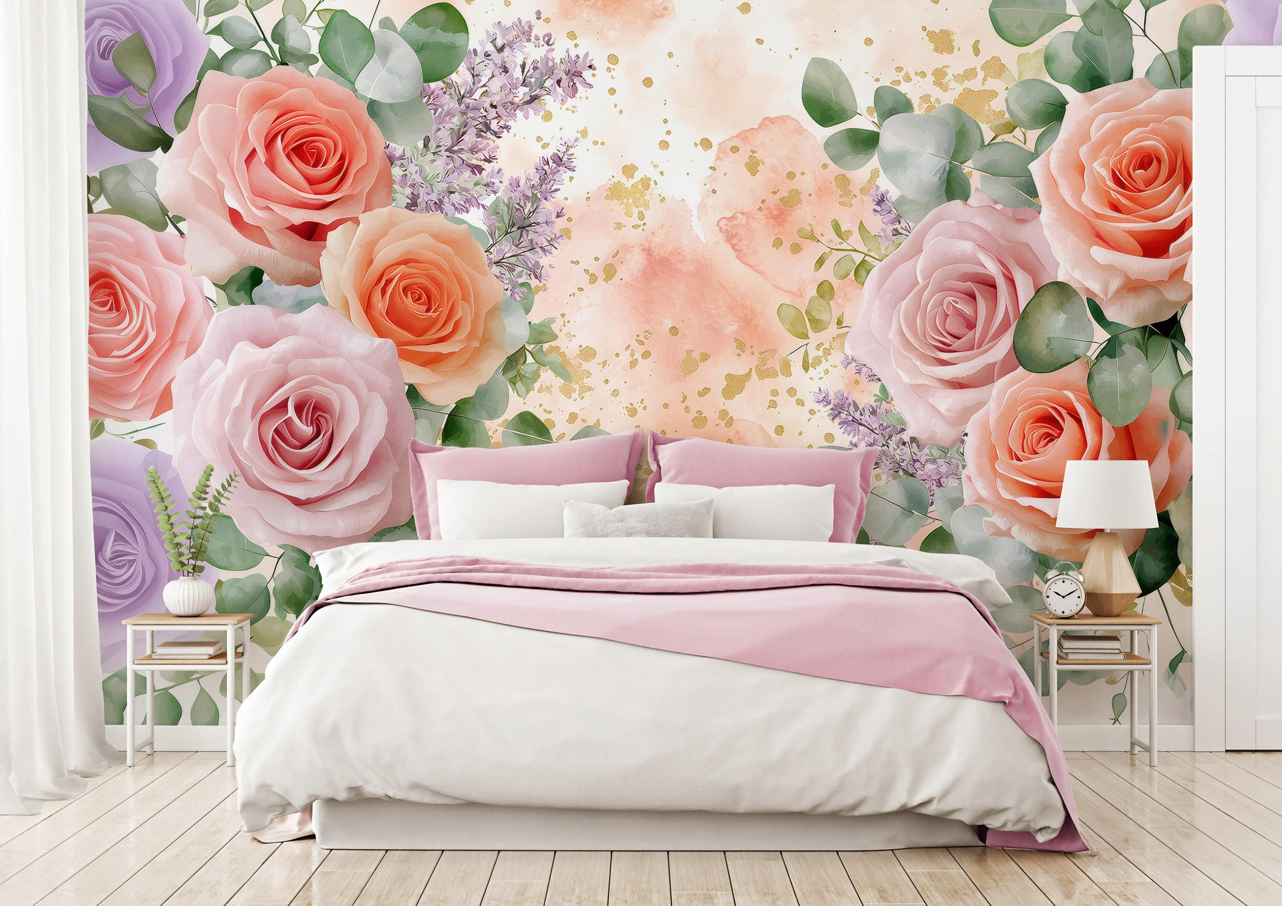 FOTOTAPETE Blumen Rosen Rosa 312x219 cm - Multicolor, Papier (312/219cm) - Wallarena