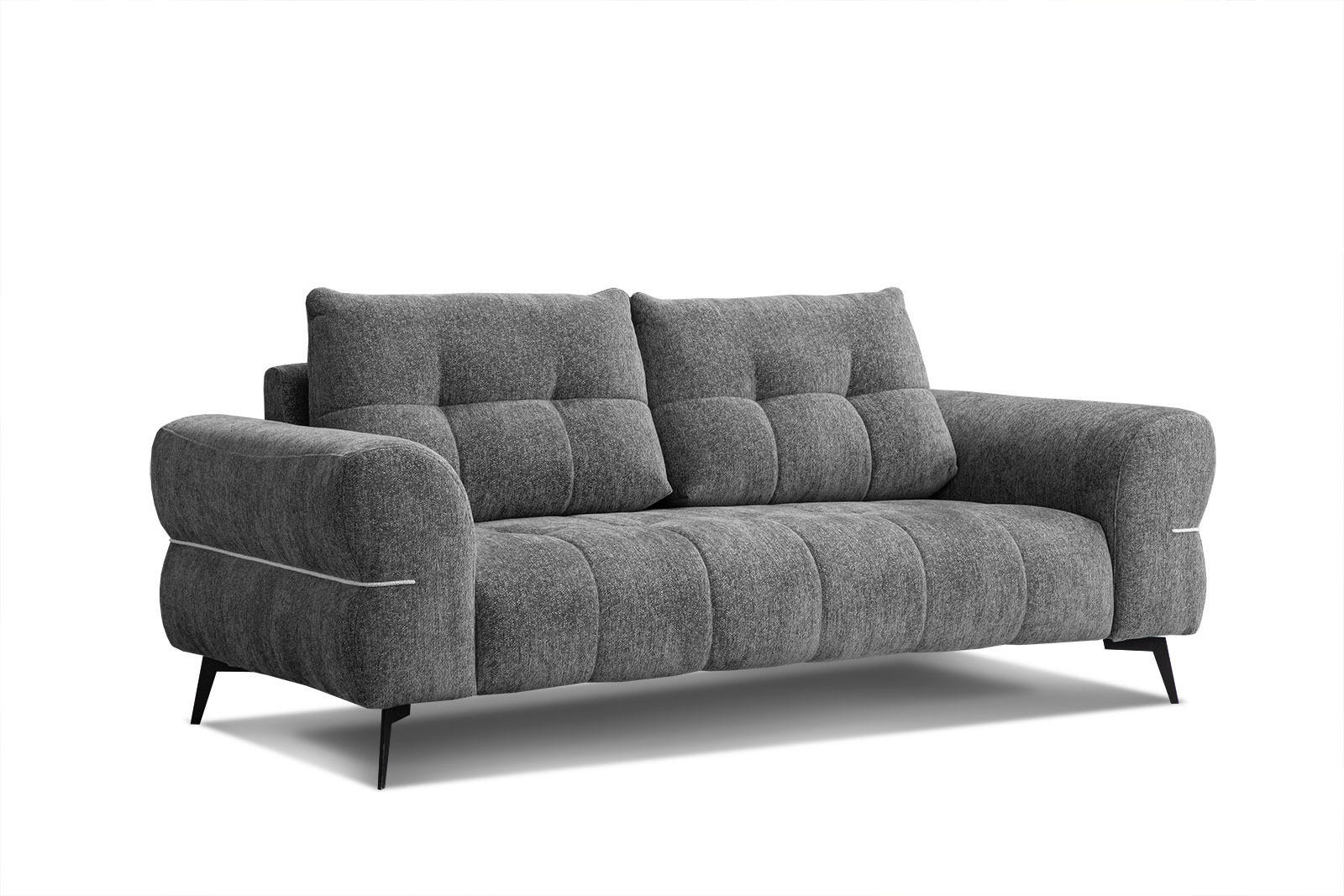 SOFA SALVINI 3-Sitzer, graphitfarben - Schwarz/Graphitfarben, Holzwerkstoff/Textil (176/88/99cm) - Courtois Laville