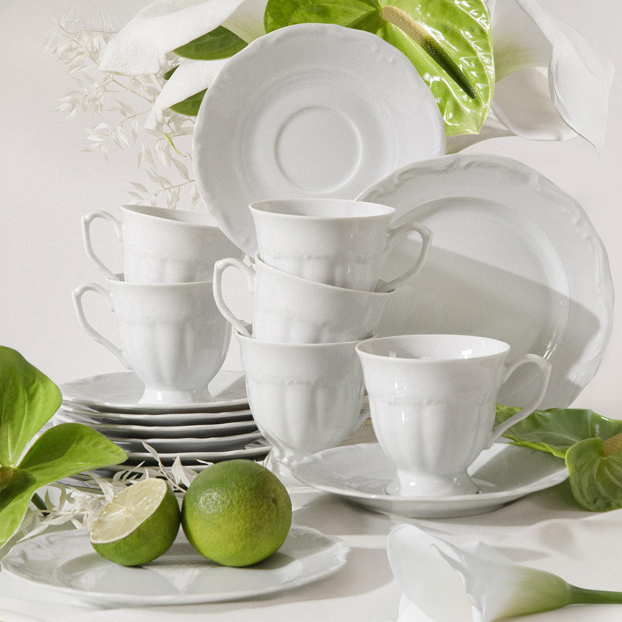 KAFFEESERVICE Chodziez MARIA TERESA 18-tlg - Weiß, Keramik (8/8/8cm) - KONSIMO®