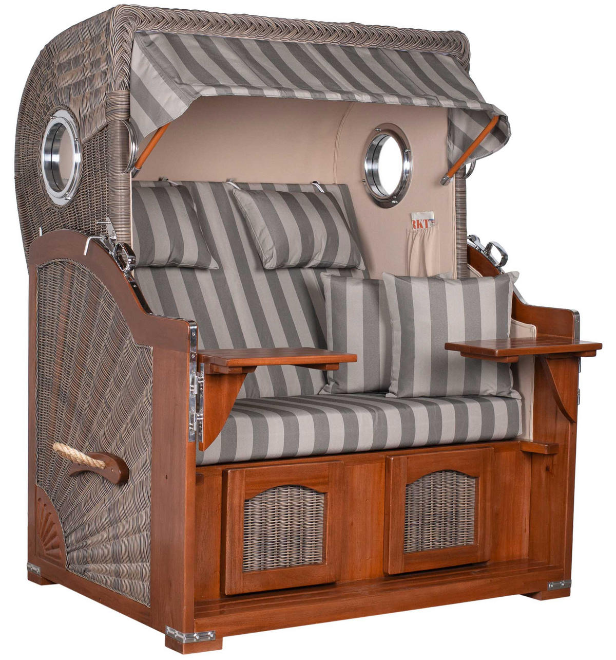STRANDKORB 2-Sitzer Düne Mahagoni 537 - Braun/Grau, Holz (125/170/80cm) - Mr. Deko