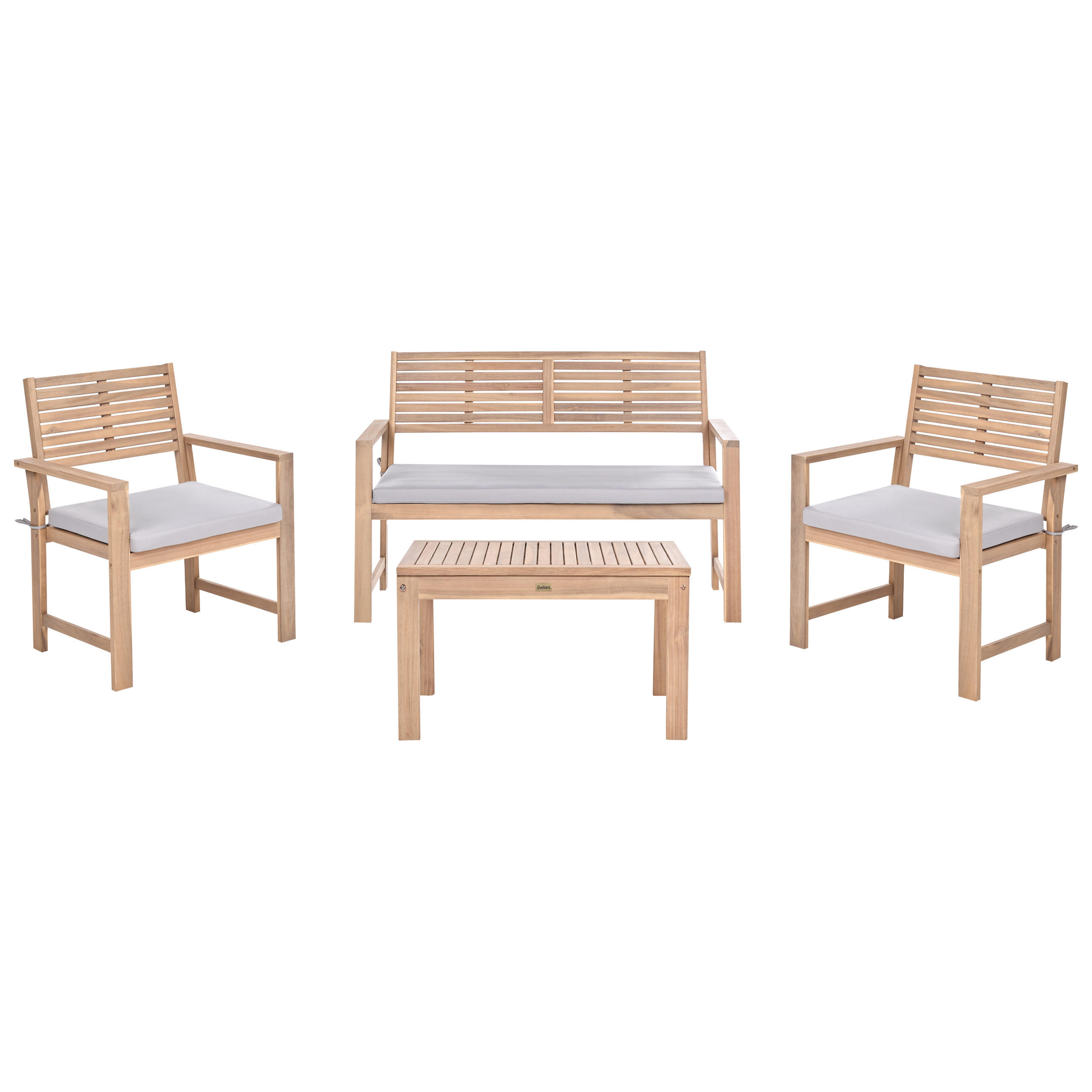 LOUNGE-SET mit Tisch 4-Sitzer zertifiziertes Akazienholz Grau Fiames - Dunkelgrau/Braun, Holz - Beliani