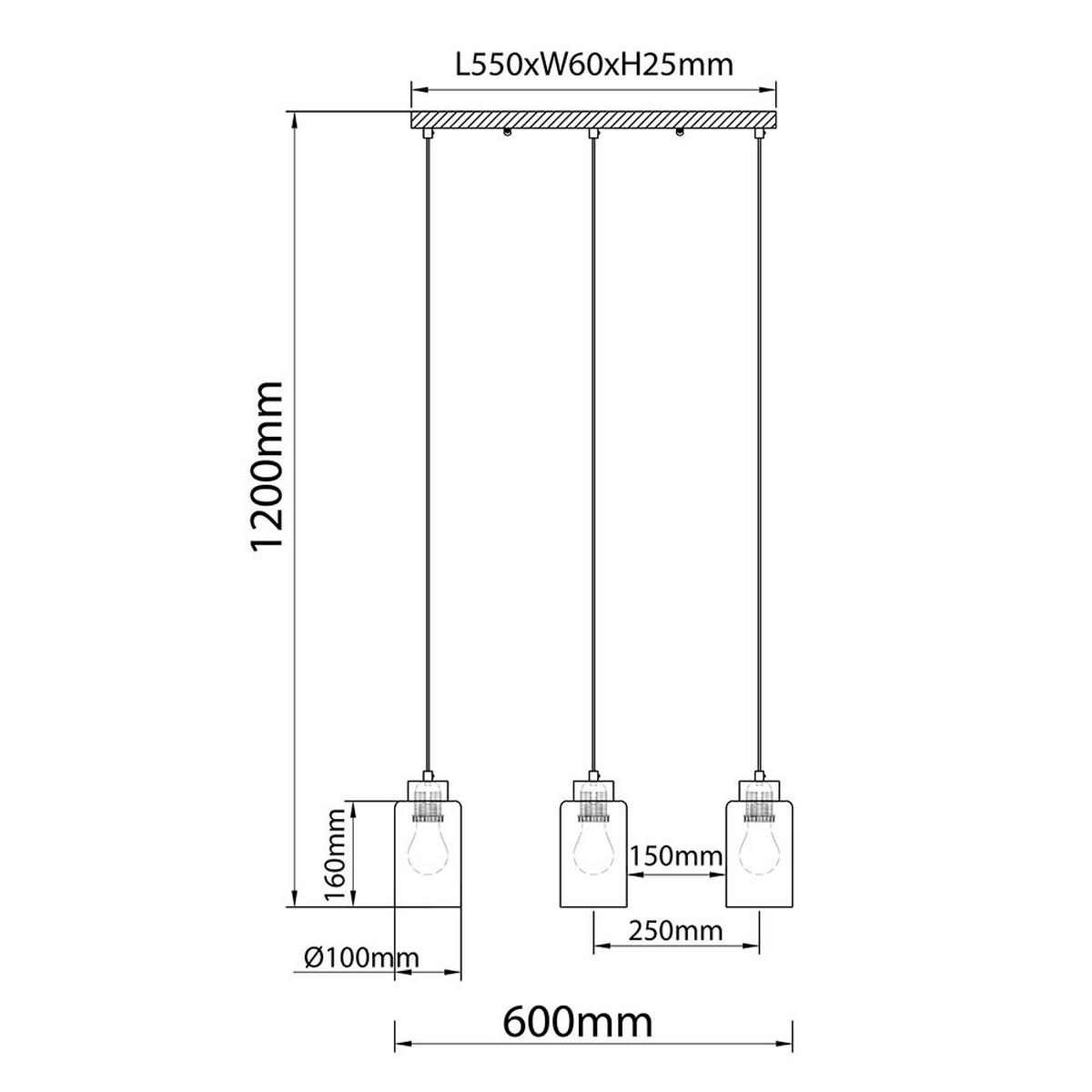PENDELLEUCHTE Holz braun, 3-flammig, Glas opal - Braun, Holz (60/10/120cm) - Globo Lighting