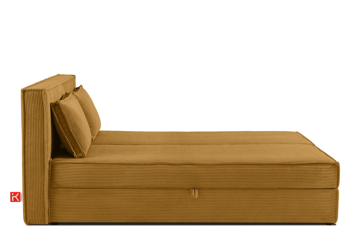 BOXSPRINGBETT ROTI mit Stauraum, gelb - Gelb/Schwarz, Holz/Holzwerkstoff (180/200cm) - KONSIMO®