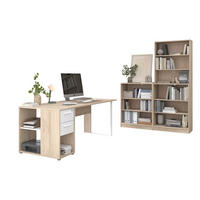 SCHREIBTISCH Büro Start Up 12 in Weiß und Japanischer Eiche – Schreibtisch, Container mit zwei Aktenregalen und Aufsatzregal - Braun, Holzwerkstoff (120/80/200cm)