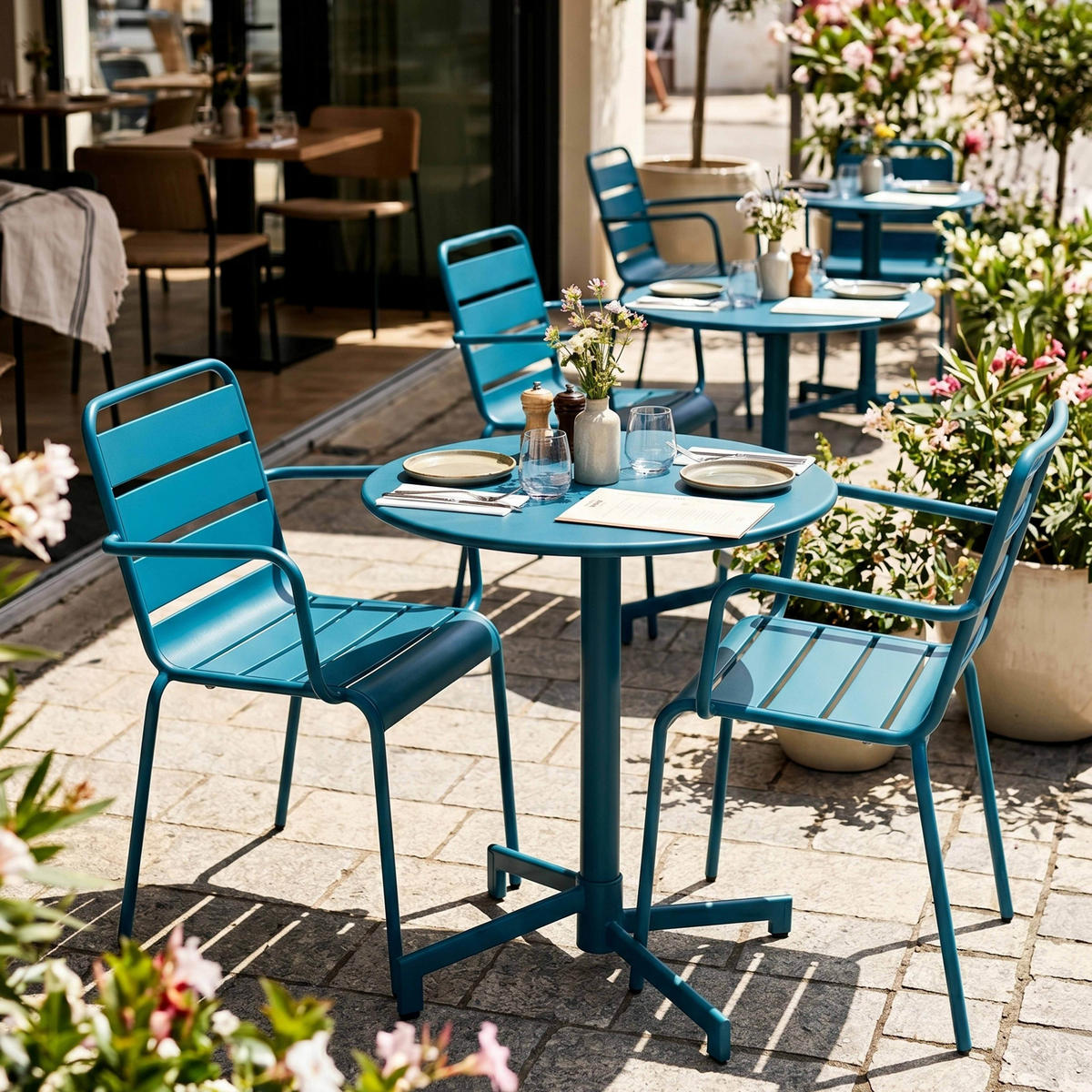 GARTENSET 3-tlg., Pazifikblau - Blau, Metall - Oviala