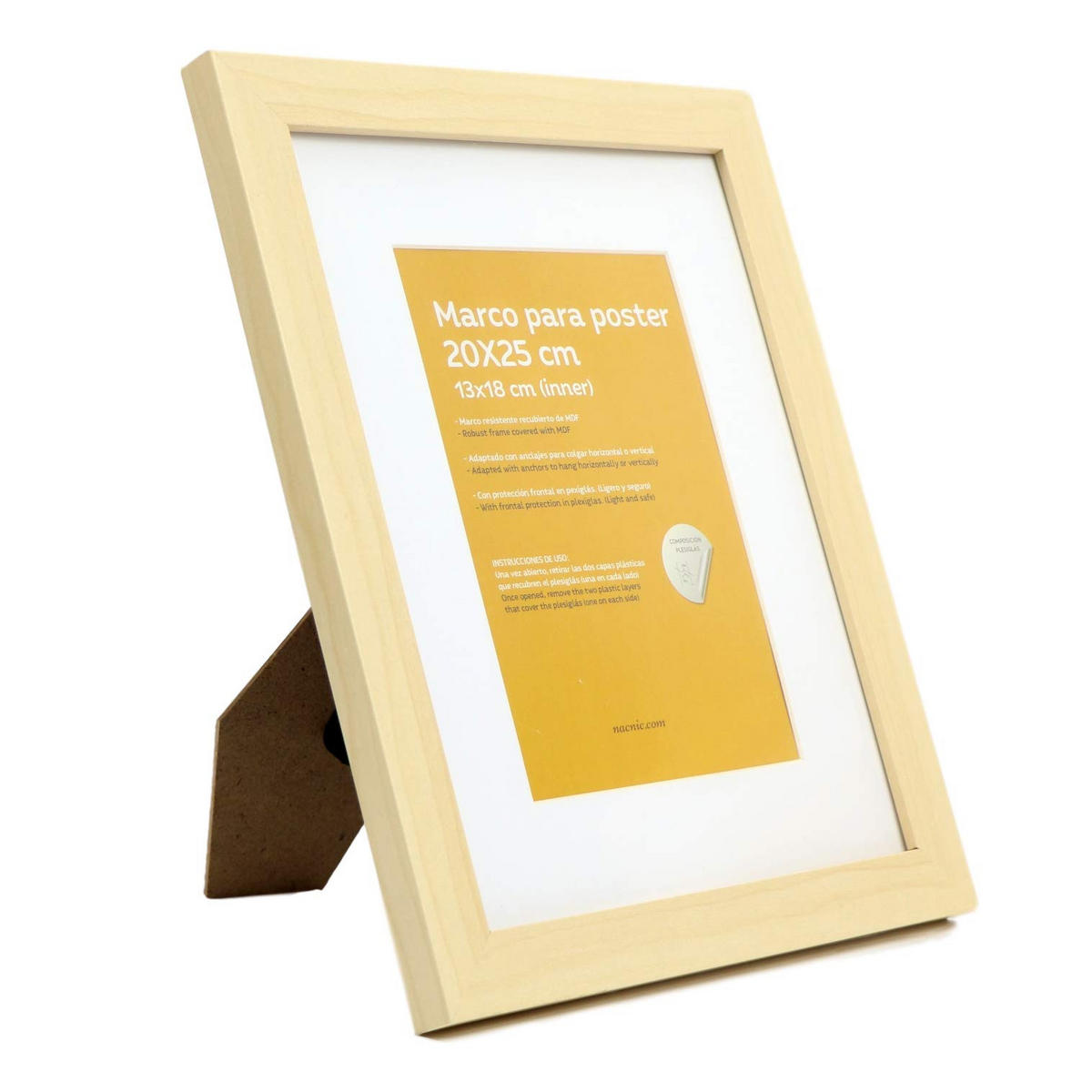 RAHMEN Set mit 10 aus MDF und Acrylglas Schutz und Aussteller für Fotografien, Bilder, Poster, Gemälde Farbe Hellholz 20x25, 13x18, 10x15 cm - Beige, Holz (20/3/25cm) - Nacnic