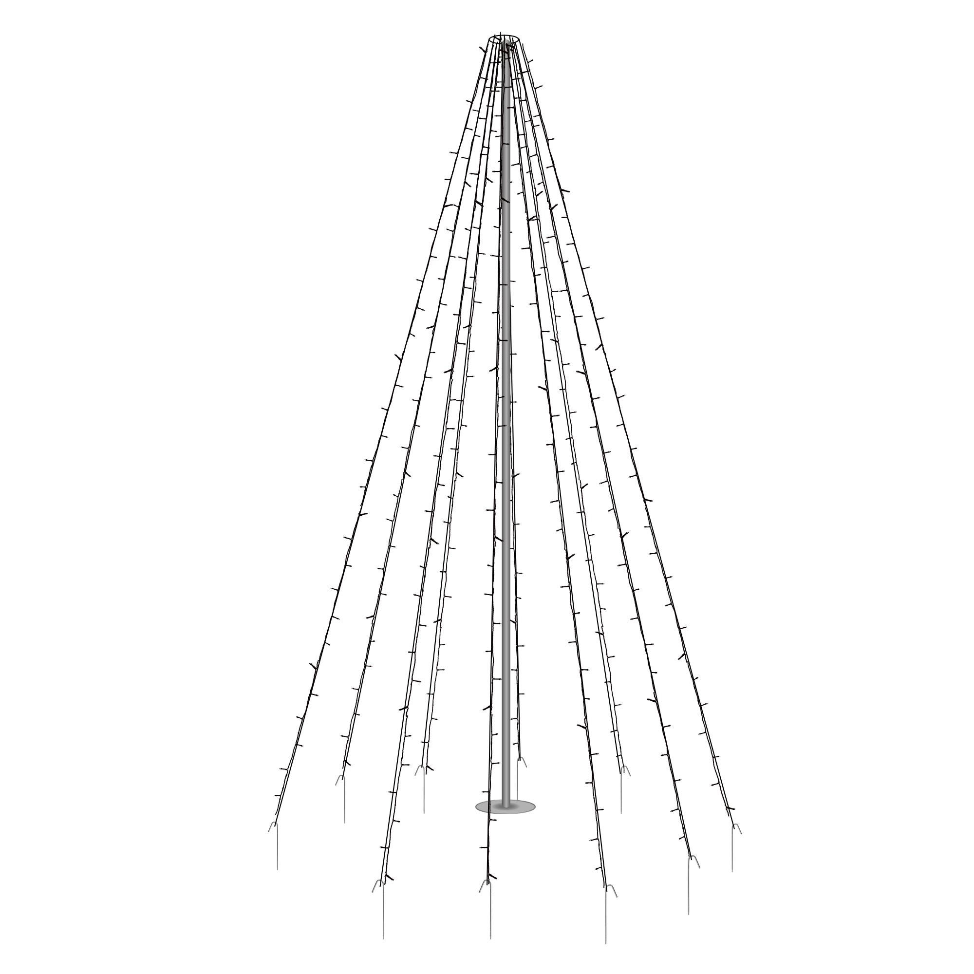 FAHNENMAST LICHTERKETTE 10 Stränge à 8m 360LED Warmweiß Schwarz Aussen - Schwarz, Kunststoff (800cm) - ECD-Germany