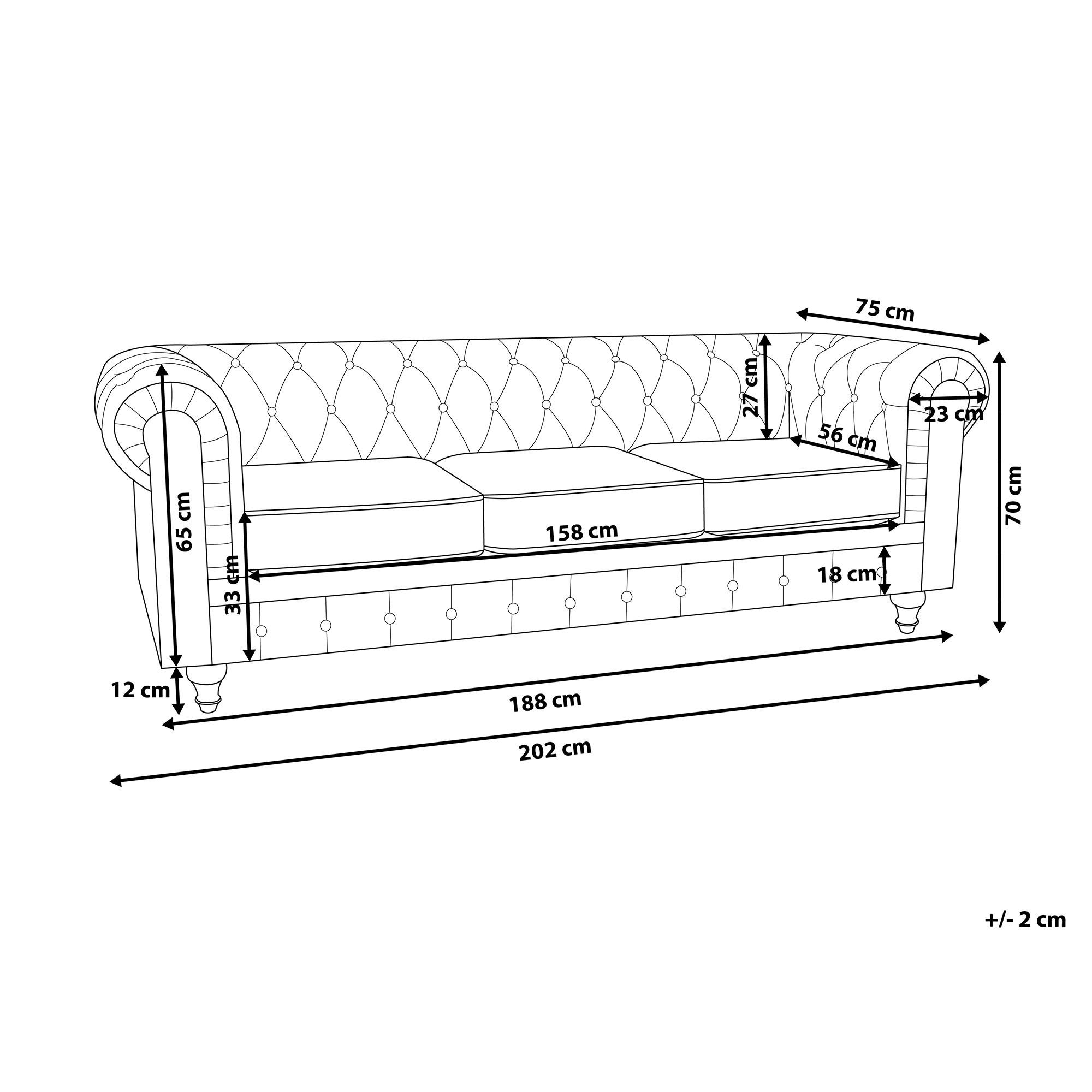Thumbnail - Beliani 3-Sitzer-Sofa, Graphit, Textil, 202x70x75 cm, Wohnzimmer, Sofas & Couches, Sofas, 3-Sitzer Sofas
