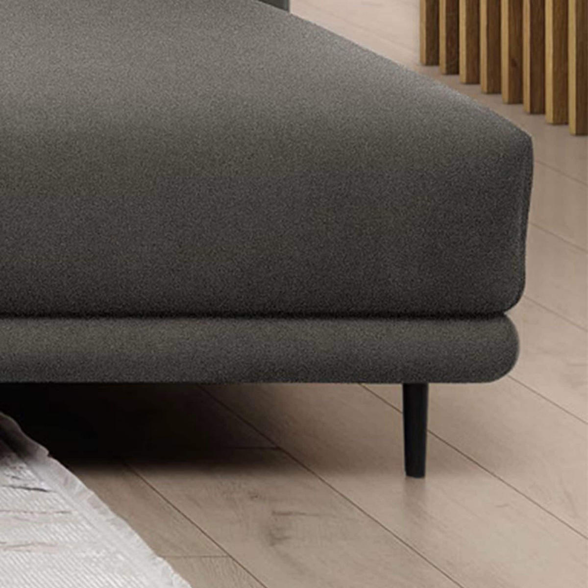 ECKSOFA mit Schlaffunktion und Bettkasten, Loco-Stoff - Schwarz/Grau, Textil/Metall (190/289cm) - Eltap
