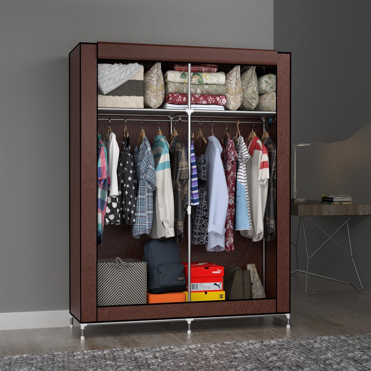 FALTSCHRANK - Braun, Textil (45/170/108cm) - Intirilife