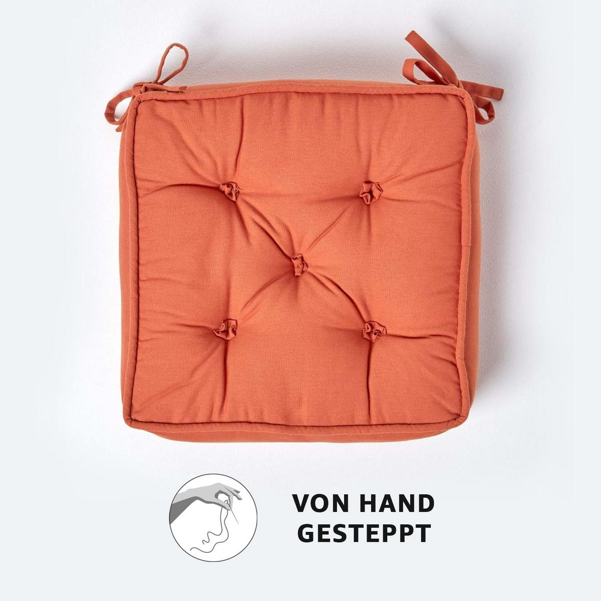 SITZKISSEN terracotta 40/40/10 cm – Stuhlkissen Baumwolle - Orange, Textil (40/40/10cm) - Homescapes