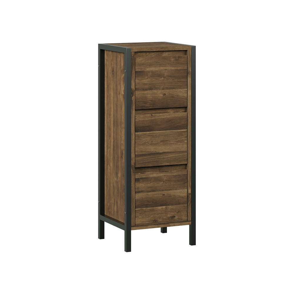 MIDISCHRANK Naola Eiche/Schwarz 30 x 80 cm mit 3 Schubladen - Eichefarben/Schwarz, Holzwerkstoff (30/80/30cm) - Vicco