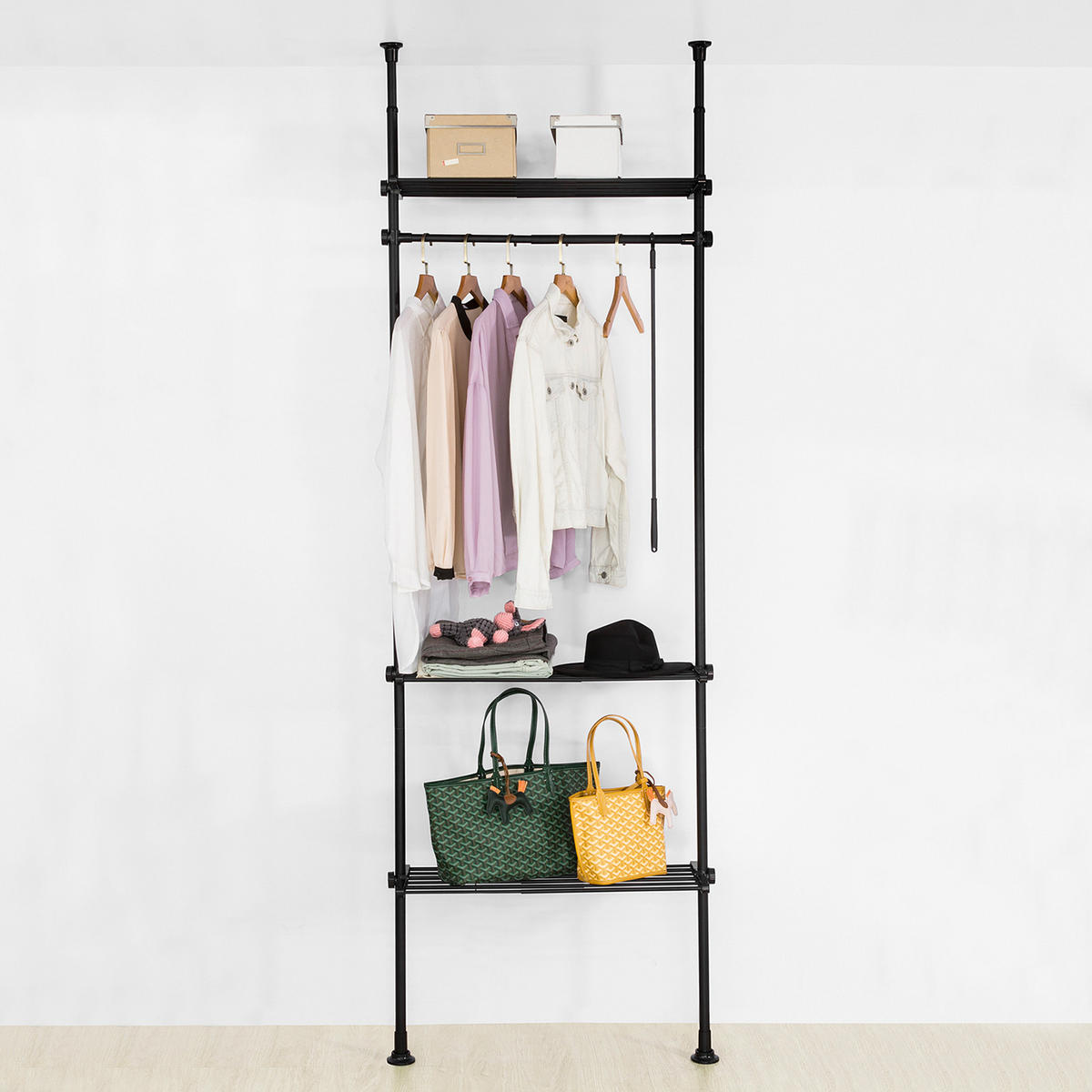 TELESKOP GARDEROBEN SYSTEM Schwarz - Schwarz, Kunststoff (80/295/2cm) - SoBuy