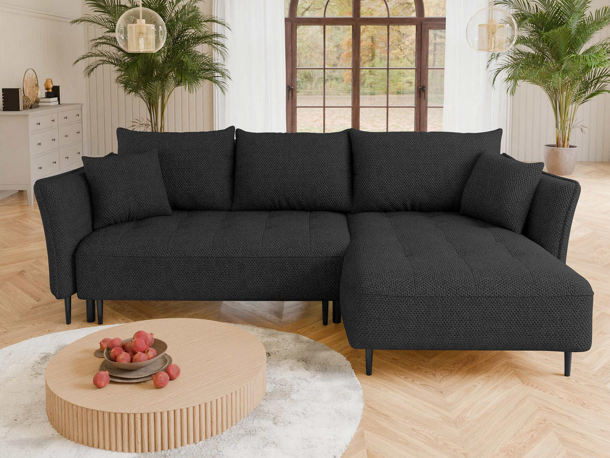 ECKSOFA Bari, Seite: Rechts - Anthrazit/Schwarz, Holz/Textil (276/158cm) - MIRJAN24