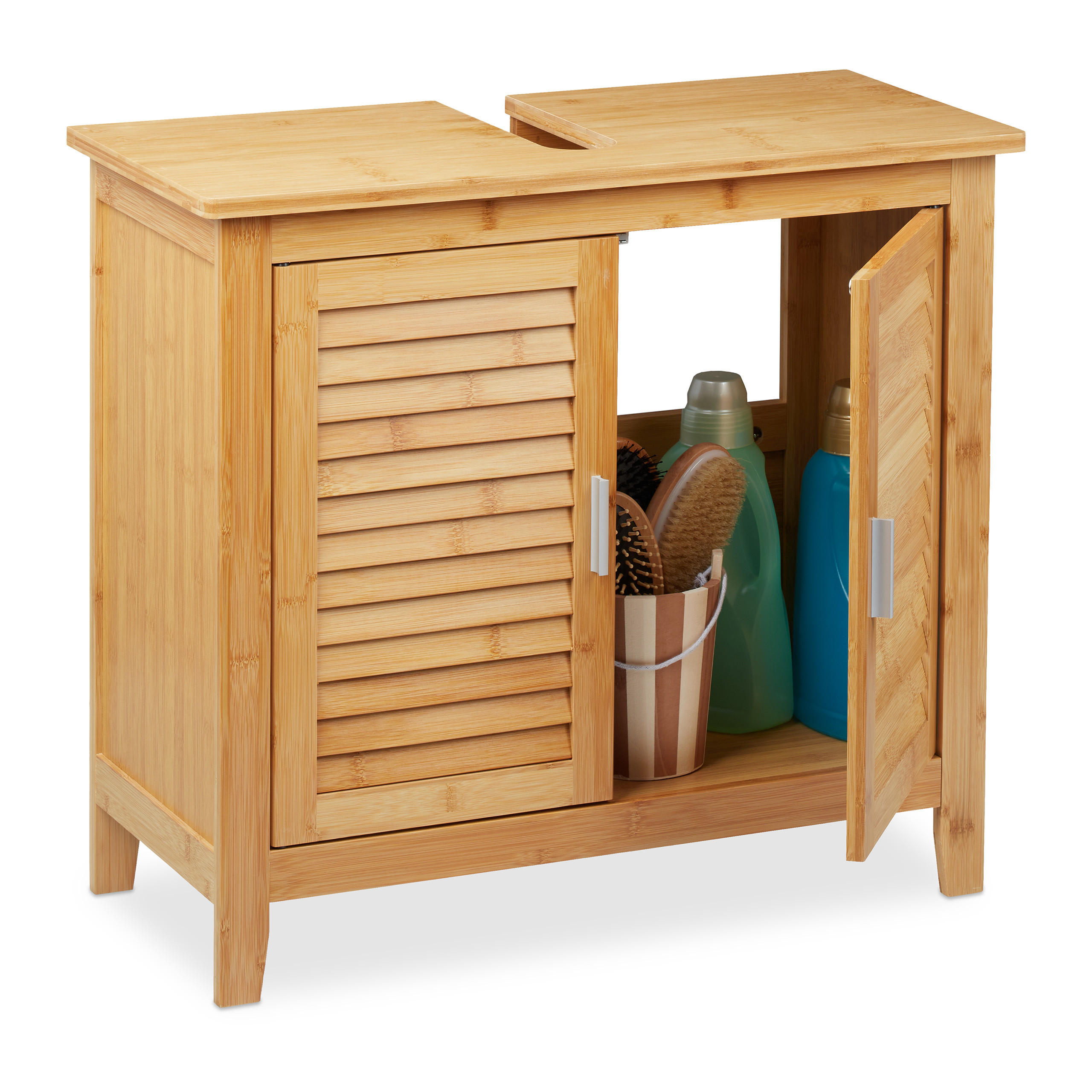 WASCHBECKENUNTERSCHRANK - Hellbraun, Holz/Holzwerkstoff (67/60/30cm) - Relaxdays
