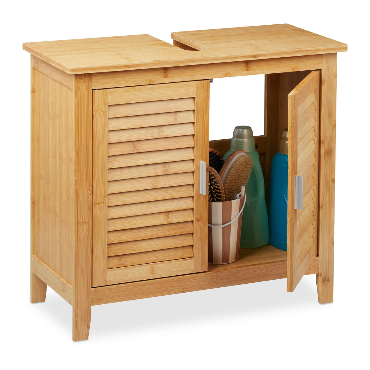 WASCHBECKENUNTERSCHRANK - Hellbraun, Holz/Holzwerkstoff (67/60/30cm) - Relaxdays