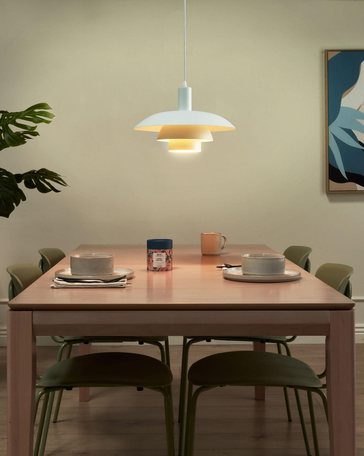 HÄNGELEUCHTE Weiß Hilba - Weiß, Metall (36/36/153cm) - Beliani