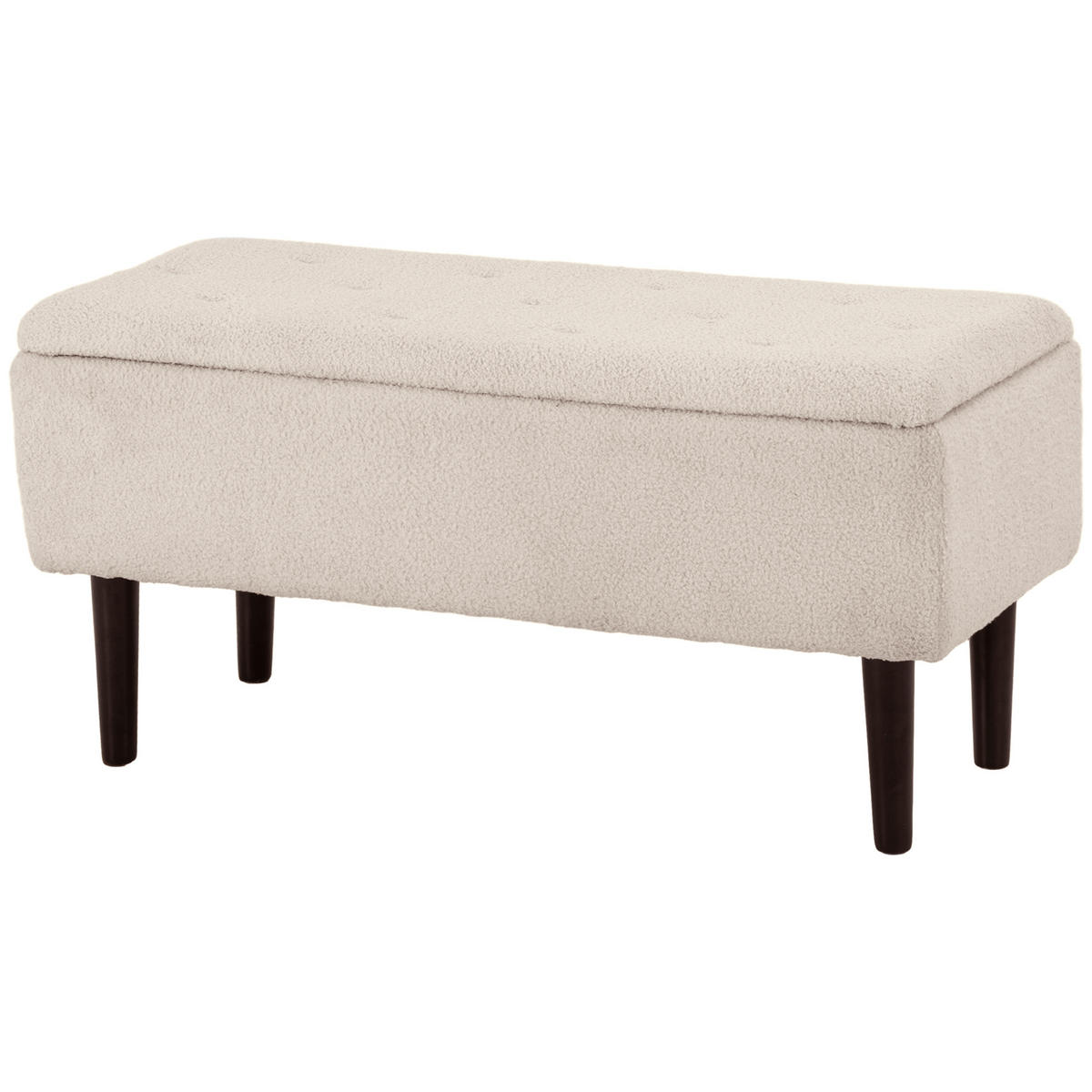 TRUHENBANK DE-16374 mit Gasdruckfedern und Knopfheftung Beige - Beige, Textil (95/45/38cm) - ComfortXL