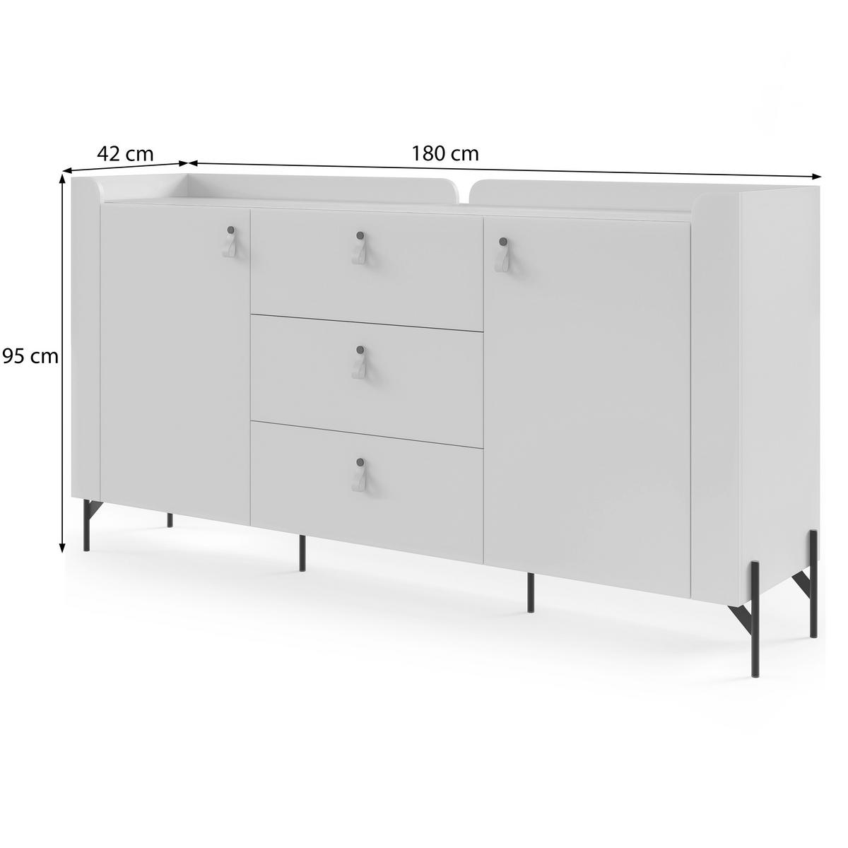 KOMODA Sorella se 2 dveřmi a 3 zásuvkami, 180 cm, do studentského pokoje, porcini + dub Mavelie - kapučínová/barva dubu, kov/kompozitní dřevo (180/95/42cm) - Beautysofa