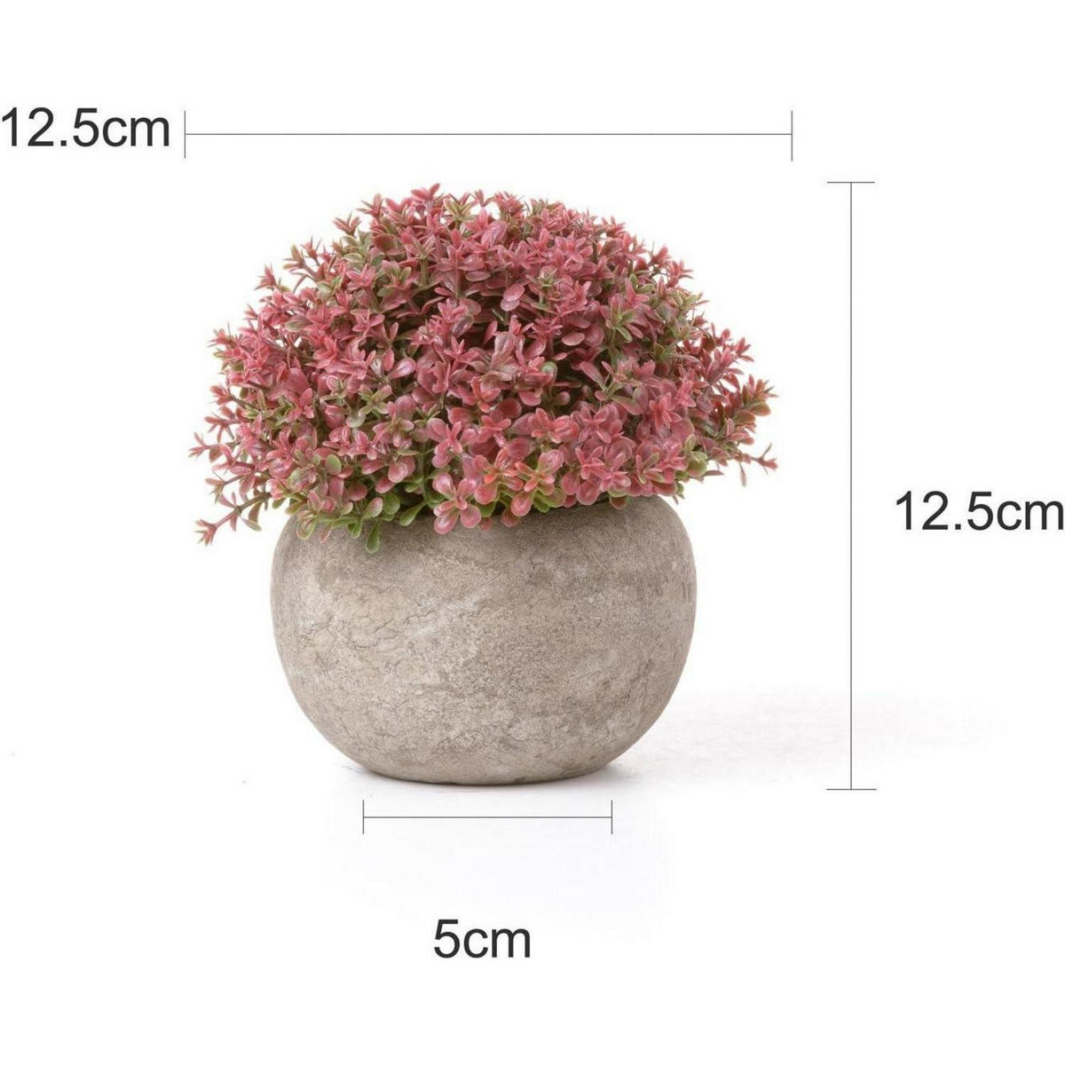 KUNSTPFLANZEN-SET 3-teilig Beton-Optik Grün Rot Lila - Multicolor, Kunststoff (720cm)