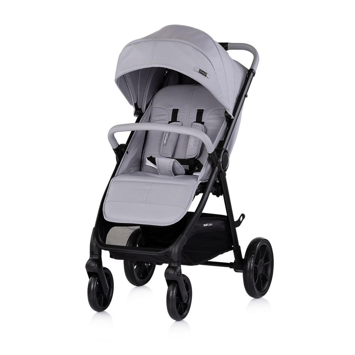 KINDERWAGEN Ultera hellgra klappbar Korb Federung Hinterradbremse Gurt - Schwarz, Metall (75/56/102cm) - Chipolino