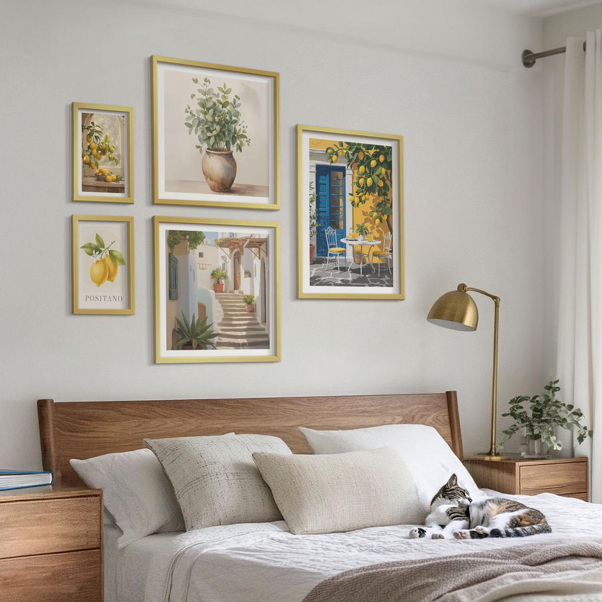 BILDER SET 5er Set - 50x50 cm & 20x30 cm & 40x60 cm Goldrahmen - Anker, Boot, Ruder, Strand - Goldfarben, Kunststoff (40/60cm) - TULUP