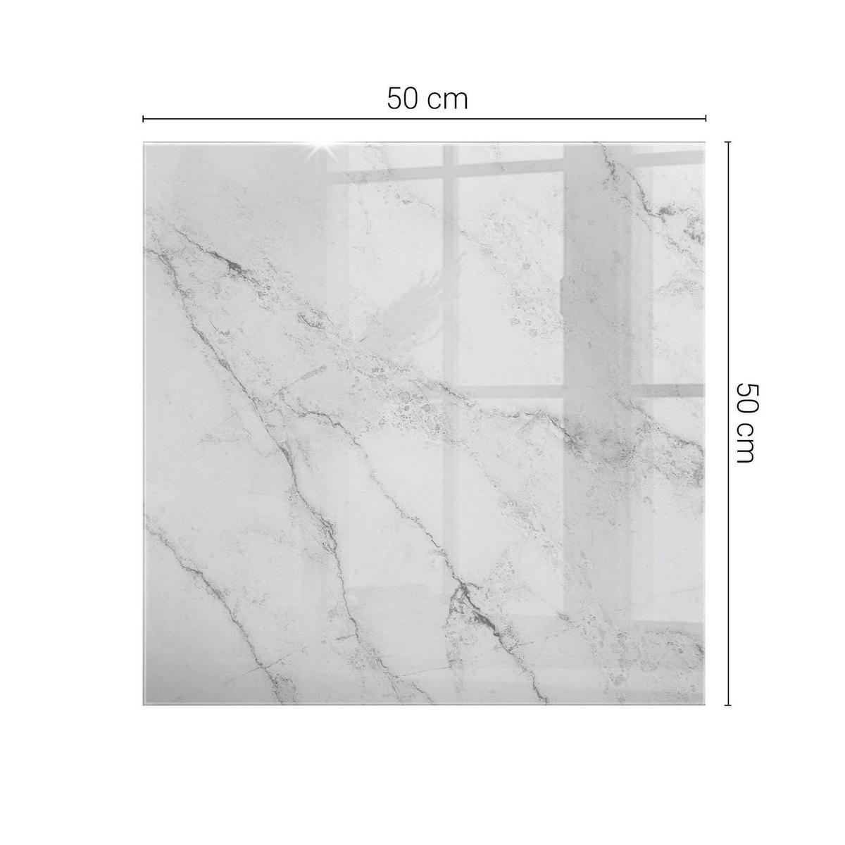 TISCHPLATTE 50x50 cm Marmorierte Oberfläche - Silberfarben/Weiß, Glas (50/50/0.4cm) - TULUP